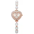 Detalle del reloj de cuarzo en forma de corazón oro rosa con diamantes y correa de perlas - Caja de Oro Rosa Esfera Blanca