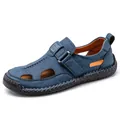 Men's navy blue outdoor sandals with breathable mesh lining and rubber sole - 38 / Blue