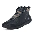 Detail of black pebbled leather texture and metal eyelets on high-top outdoor boots - 38 / Black