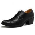 Men's black Cuban heel dress shoes with exquisite floral embroidery and lace-up design - EU 38 / Embossed Floral Style (DJ2905-Black)
