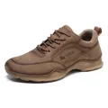 Braune handgefertigte Herren Freizeit Slipper aus mattem Leder mit rutschfester Gummisohle - EU 38 / Khaki