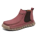 Dames vrijetijdsschoenen bordeaux mat met handgestikte details en elastische zijden - Wine Red (967)