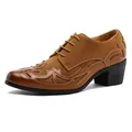 Brown patchwork Cuban shoes with vintage embroidery and block heel for ballroom dance - EU 38 / Flame Print Patchwork Style (DJ2903-Brown)