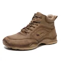 Bottes de travail homme en nubuck synthétique marron avec semelle en caoutchouc antidérapante - EU 38 / Kaki
