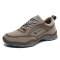 Dunkelbraune Outdoor-Freizeitschuhe für Herren mit rutschfester grauer Sohle - Grau