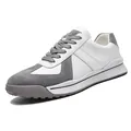 Classic white leather retro trainers with grey suede overlays and durable rubber sole - EU 38 / Gray