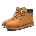 Classic wheat leather men's work boots with durable rubber sole and high-top design - EU 38 / Gold Yellow
