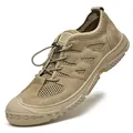 Atmungsaktive Herren Wanderschuhe in Khaki mit rutschfester Gummisohle und Schnellschnürsystem - EU 38 / Sandfarben