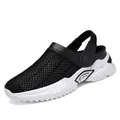 Men's breathable mesh clogs with white thick soles and comfort casual design - EU 39 / Black
