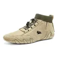 Outdoor khaki suede boots with green knit sock collar and quick-lace bungee cord - EU 38 / Khaki