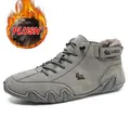 Grey high-top winter boots for men with warm plush lining and non-slip rubber soles - 38 / High Top Martin Boots (C8008M) / Gray