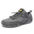 Dark grey outdoor breathable mesh shoes with quick-lace system and anti-slip rubber sole - EU 38 / Gray