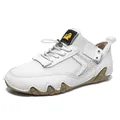 Men's outdoor leisure sneakers with breathable mesh and quick-lace system in white - EU 38 / White