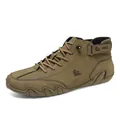 LDECK Men's high-top casual boots in tan frosted leather with non-slip sole - 38 / Brown (Upgraded)