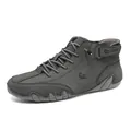 Dunkelgraue Herren Freizeitstiefel aus Leder mit wellenförmiger Gummisohle - 38 / Grau (Upgrade)