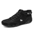 Herren hohe Lederstiefel in Schwarz mit Klettverschluss und Oktopus-Sohlen - 38 / Schwarz (Upgrade-Version)