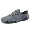Leichte graue Herren-Freizeitschuhe mit Mesh-Wildleder-Obermaterial und Schnürung - 38 / Grau (Ziegenlogo) (Z8055)