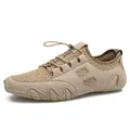 Men's breathable mesh walking shoes in khaki with bungee laces and rubber soles - EU 38 / Khaki