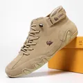 Khaki Wildleder High-Top Herrenstiefel mit Schnürung und rutschfester Gummisohle - 34 / Khaki (C8008)