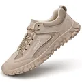 Khaki Herren-Sneaker aus Mesh und Wildleder mit robuster Gummisohle im Freizeitstil - EU 38 / Sandfarben