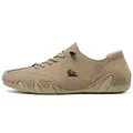Khaki suede casual boots with ram head logo and wave-patterned rubber sole for men - 35 / Khaki