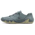 Men's low-top casual outdoor shoes in grey-blue suede with non-slip rubber soles - 35 / Dark Green