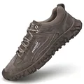 Herren Outdoor-Freizeitschuhe aus dunkelgrauem Wildleder und Mesh mit Gummisohle - EU 38 / Braun