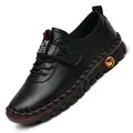 Chaussures décontractées pour femmes en cuir noir avec semelle souple et velcro - 35 / Noir
