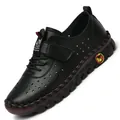 Chaussures femme en cuir noir avec perforations respirantes et semelle en gomme rouge - 35 / Style Ajouré (2303) / Noir