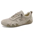 Men outdoor breathable mesh sneakers in khaki with non-slip rubber soles for summer - EU 35 / Sand