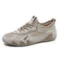 Beige breathable mesh outdoor running shoes with supportive synthetic leather overlays - 38 / G663 Series / Sand