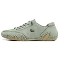 Men's low-top casual leather shoe in mint green with unique wavy rubber sole - 35 / Apple Green (F8009)