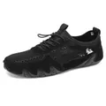 Men's black casual sports shoes with breathable mesh and suede upper in size 41 - 38 / Black
