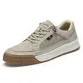 Taupe suede men's low-top casual sneakers with thick white sole and gum outsole - EU 38 / Gray