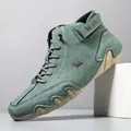 Bottes montantes pour hommes en daim bleu sarcelle avec semelle ondulée - EU 38 / Vert
