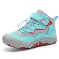 Outdoor Wanderschuhe für Kinder in Hellblau und Grau mit rutschfester Gummisohle und Klettverschluss - EU 34 / Mondblau