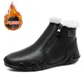 Women's vintage leather boots in black featuring warm plush lining and side zipper - EU 38 / Black (Fleece Lined Warm)