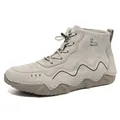 Detail of high-top leather boot with anti-slip rubber sole and animal logo engraving - EU 35 / Sand Single Shoes