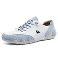 Men's fashion sneakers in white and light blue leather with ram logo and non-slip sole - 35 / White Light Blue