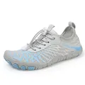 Scarpa da scoglio grigio chiaro a cinque dita con dettagli blu e chiusura elastica rapida - 34 / Grigio