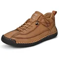 Bottes martin mi-hautes pour hommes en nubuck kaki avec coutures robustes et semelles en gomme - 38 / Brun Clair