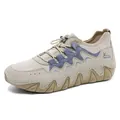 Outdoor genuine leather sneakers in beige and blue suede with elastic drawstring - EU 35 / Sand Blue