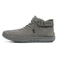 Dark gray men's ankle boots with hand-stitched details and velcro strap in a casual style - 38 / Gray (Fox Logo)