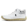 White high-top leather boots for men featuring side velcro strap and brown rubber sole - 38 / White (Fox Logo)