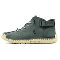 Dunkelgrüne Herren-Stiefeletten aus Wildleder mit handgenähter Sohle und Klettverschluss - Green (Fox Logo)