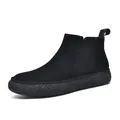 Men's black suede Chelsea boots with thick textured anti-slip soles in a casual style - 38 / Slip-on (2305) / Black