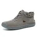 Men's casual grey suede Martin boots with handmade stitching and lace-up design - EU 38 / Gray