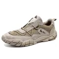 Beige low-top hiking shoes for men with breathable mesh and durable rubber sole - 38 / Casual Style (G1286) / Sand