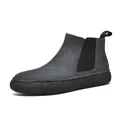 Gray suede mid-top Chelsea boots with thick rubber soles and elastic side panels - 37 / Gray Slip-on (2305)