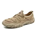 Men's breathable khaki hiking shoes with anti-slip rubber soles and quick-lace system - 38 / Mesh Casual Style (G1287) / Sand